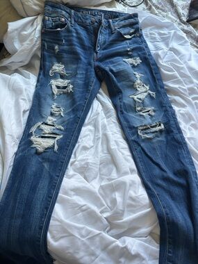 American Eagle Outfitters Women's Ripped Skinny Jeans - Dark Blue